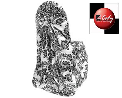 Chair Cover Universal Black/White Flocking - Polyester at Cody Party Store & Rentals