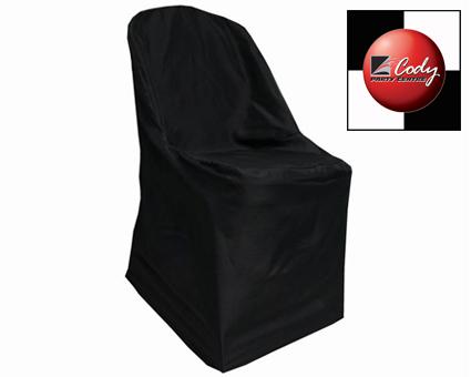 Chair Cover Folding Flat Black - Polyester at Cody Party Store & Rentals