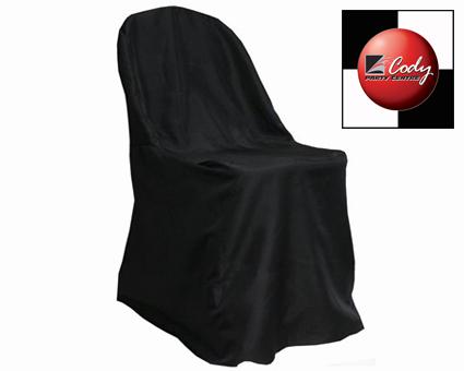 Chair Cover Round Folding Black - Polyester at Cody Party Store & Rentals