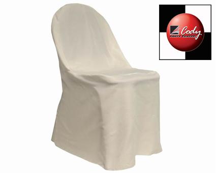 Chair Cover Folding Round Ivory - Polyester at Cody Party Store & Rentals