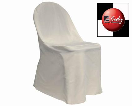 Chair Cover Folding Round White - Polyester at Cody Party Store & Rentals
