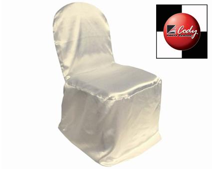 Chair Cover Banquet Satin Ivory - Polyester at Cody Party Store & Rentals