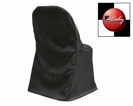 Chair Cover Folding Black - Satin at Cody Party Store & Rentals