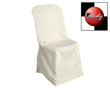 Chair Cover Folding Ivory - Satin at Cody Party Store & Rentals