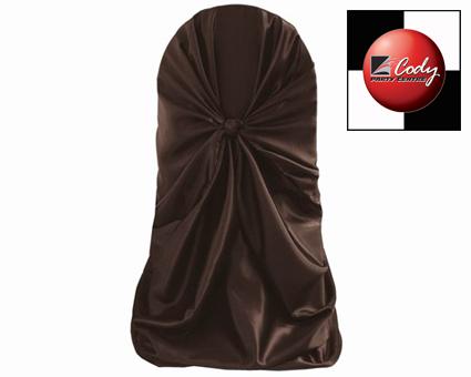 Chair Cover Universal Chocolate - Satin at Cody Party Store & Rentals