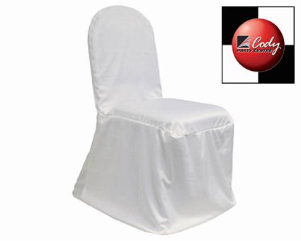 Chair Cover Stretch Scuba White - Poly/Cotton at Cody Party Store & Rentals