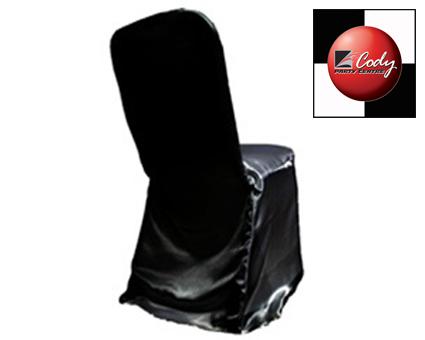 Chair Cover Crepe Back Black - Polyester Satin at Cody Party Store & Rentals