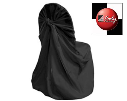Chair Cover Universal Black - Lamour Satin at Cody Party Store & Rentals