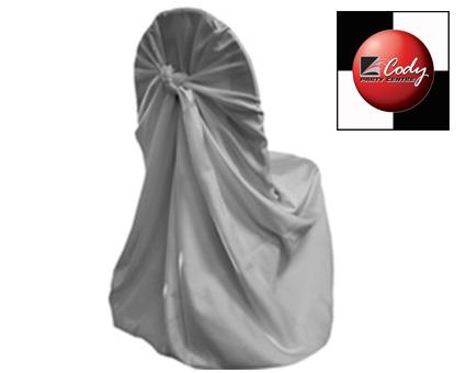 Chair Cover Universal Silver - Lamour Satin at Cody Party Store & Rentals