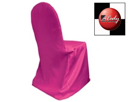 Chair Cover Crown Back Fuchsia - Lamour Satin at Cody Party Store & Rentals