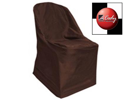 Chair Cover Round Folding Chocolate - Polyester at Cody Party Store & Rentals