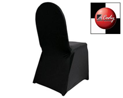 Chair Cover Spandex Black-Indoor use ONLY at Cody Party Store & Rentals