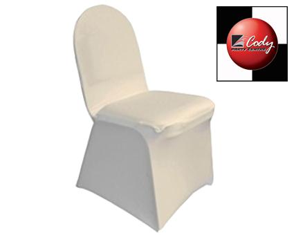 Chair Cover Spandex Ivory-Indoor use ONLY at Cody Party Store & Rentals