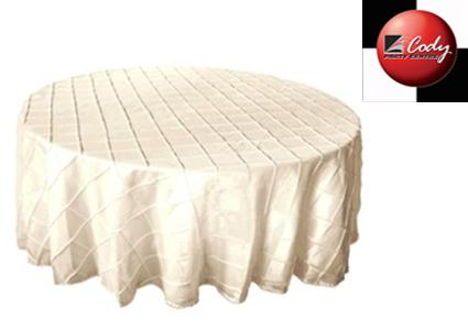 Round Ivory Tablecloth - Pintuck (120") at Cody Party Store & Rentals