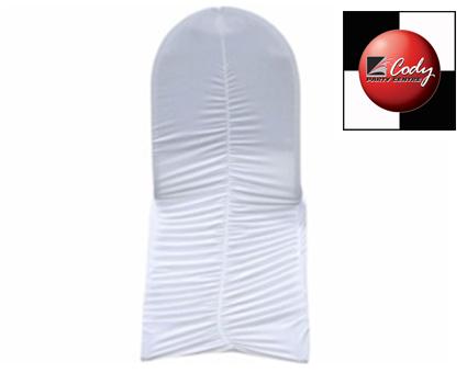 Chair Cover Milan Banquet White -Spandex-Indoor use ONLY at Cody Party Store & Rentals