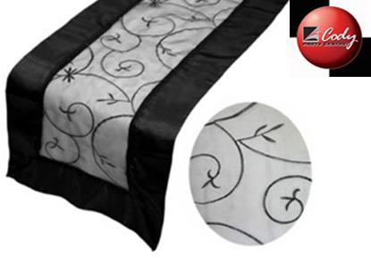 Table Runner Black - Embroider at Cody Party Store & Rentals