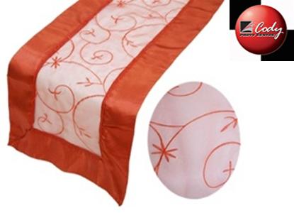 Table Runner Burnt Orange - Embroider at Cody Party Store & Rentals