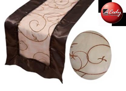Table Runner Chocolate - Embroider at Cody Party Store & Rentals