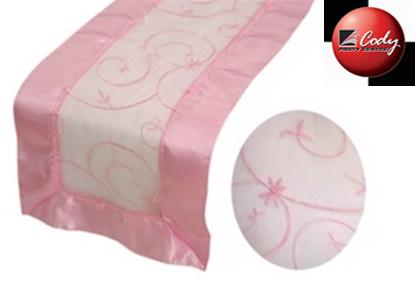 Table Runner Pink with Emboidery at Cody Party Store & Rentals