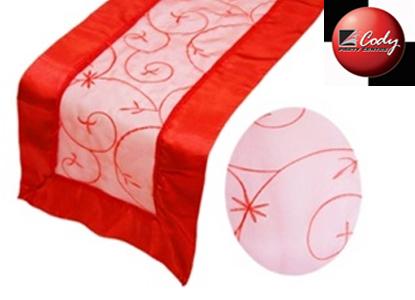 Table Runner Red - Embroider at Cody Party Store & Rentals
