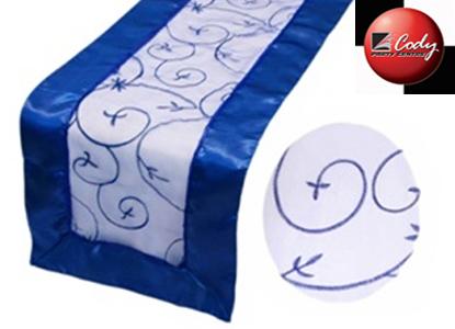 Table runner Royal Blue - Embroider at Cody Party Store & Rentals