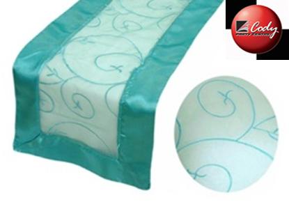 Table Runner Turquoise - Embroider at Cody Party Store & Rentals