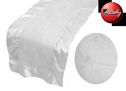 Table Runner White - Embroider at Cody Party Store & Rentals