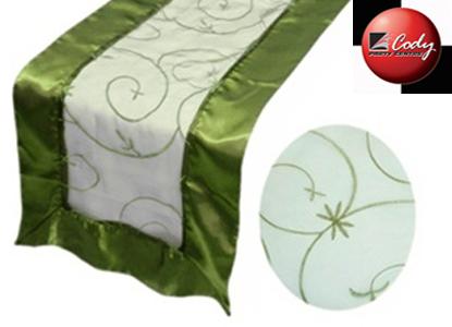Table Runner Willow Green - Embroider at Cody Party Store & Rentals