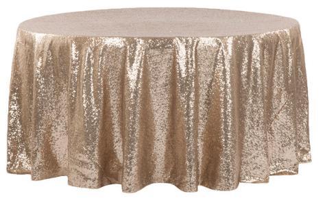 120" Round Sequin Table linen - Champagne at Cody Party Store & Rentals