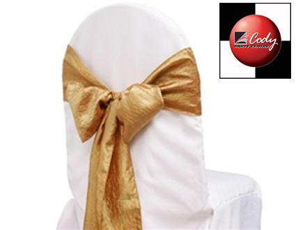Chair Sash Gold - Taffeta Crinkle at Cody Party Store & Rentals