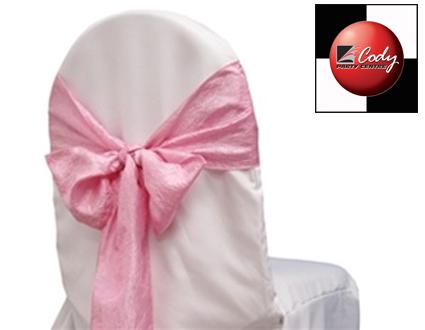 Chair Sash Pink - Taffeta Crinkle at Cody Party Store & Rentals