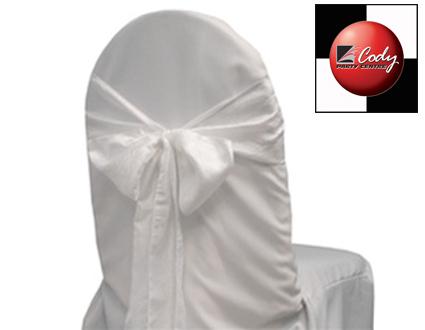 Chair Sash White - Taffeta Crinkle at Cody Party Store & Rentals