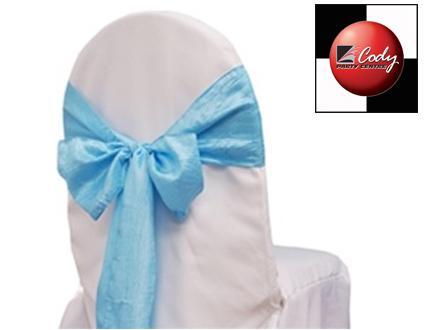 Chair Sash Light Blue - Taffeta Crinkle at Cody Party Store & Rentals