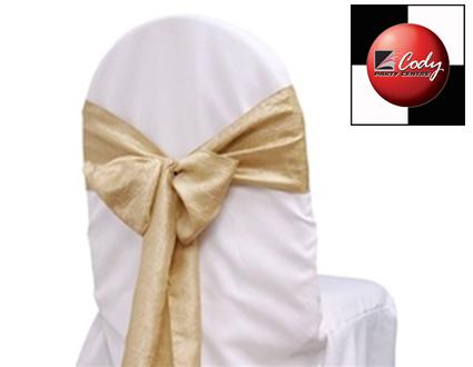 Chair Sash Champagne - Taffeta Crinkle at Cody Party Store & Rentals