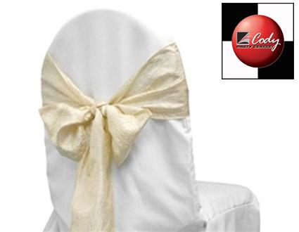 Chair Sash Ivory - Taffeta Crinkle at Cody Party Store & Rentals