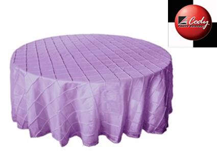 Round Lavender Tablecloth - Pintuck (120") at Cody Party Store & Rentals