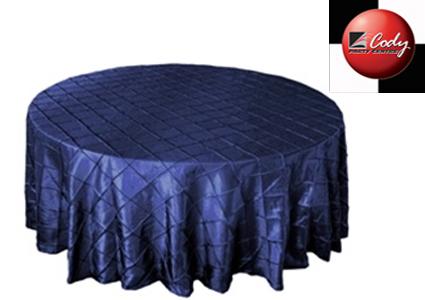 Round Navy Blue Tablecloth - Pintuck (120") at Cody Party Store & Rentals
