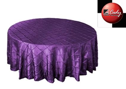 Round Purple Tablecloth - Pintuck (120") at Cody Party Store & Rentals