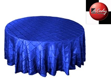 Round Royal Blue Tablecloth - Pintuck (120") at Cody Party Store & Rentals