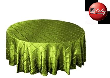 Round Sage Green Tablecloth - Pintuck (120") at Cody Party Store & Rentals