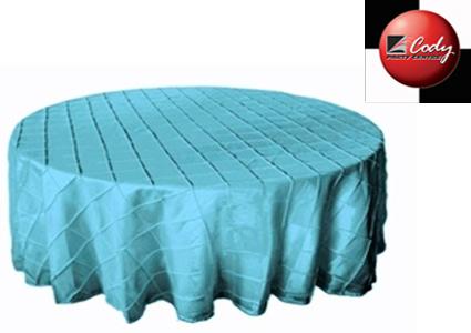 Round Turquoise Tablecloth - Pintuck (120") at Cody Party Store & Rentals