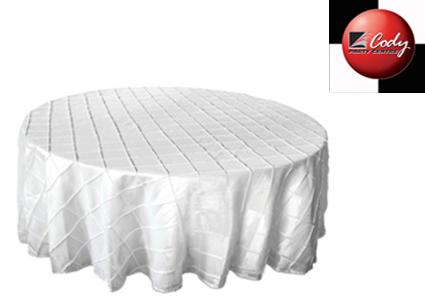 Round White Tablecloth - Pintuck (120") at Cody Party Store & Rentals