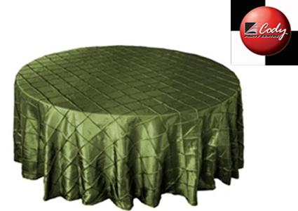 Round Willow Green Tablecloth - Pintuck (120") at Cody Party Store & Rentals