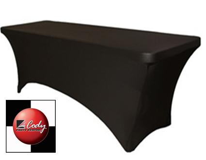 6 Ft Rectangular Black Table Cover - Spandex at Cody Party Store & Rentals