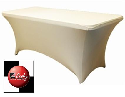 8 Ft Rectangular Ivory Table Cover - Spandex at Cody Party Store & Rentals