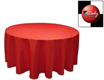 120" Round Tablecloth Red - Poly at Cody Party Store & Rentals